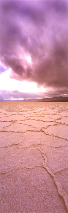 Fine Art Panoramic Landscape Photography Afternoon Storm at  Badwater, Death Valley